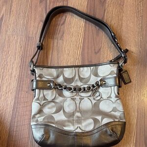 Coach Metallic and Brown Shoulder Bag